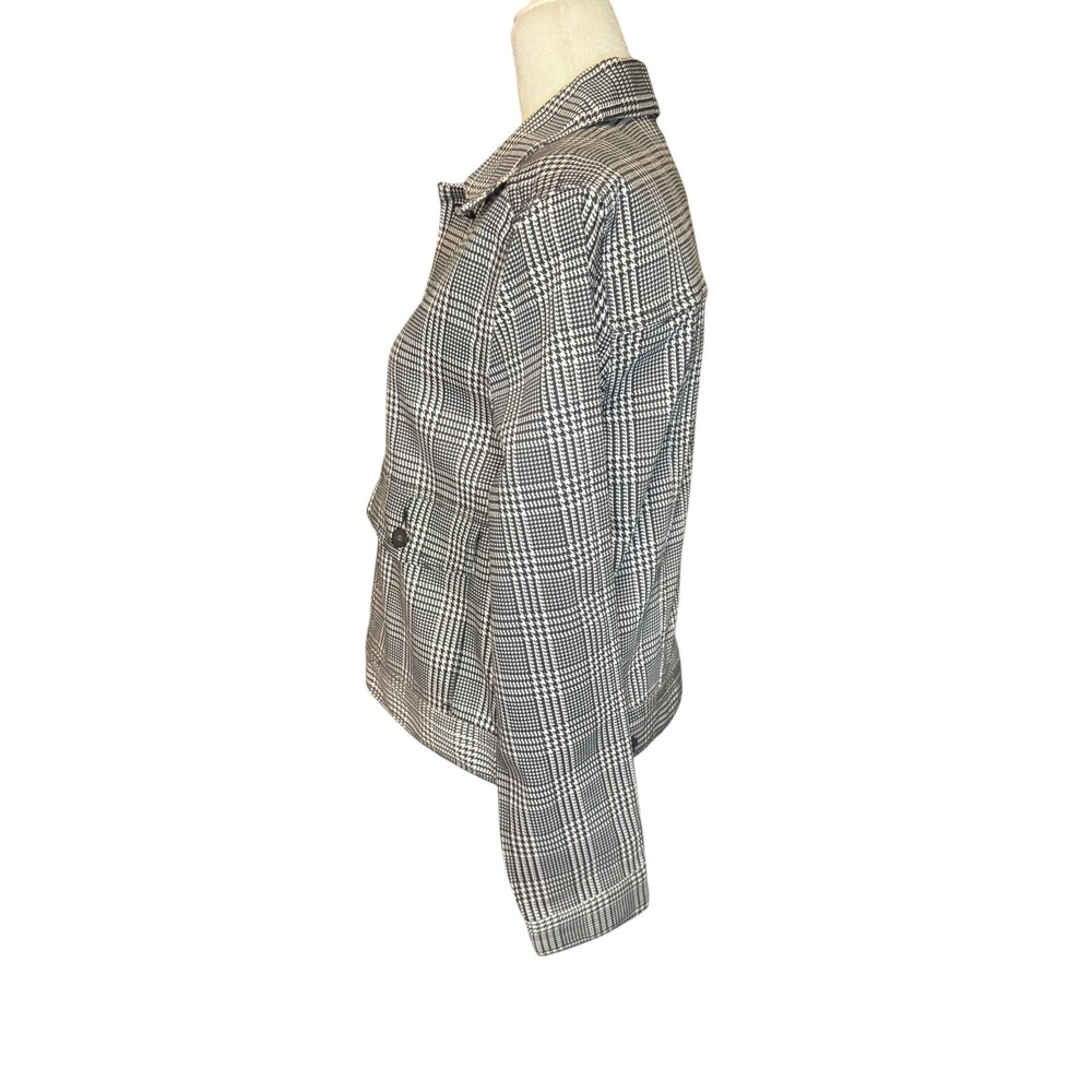 AG Adriano Goldschmied Evonne DSD Glen Plaid Button Front Jacket Black White S - Picture 2 of 8